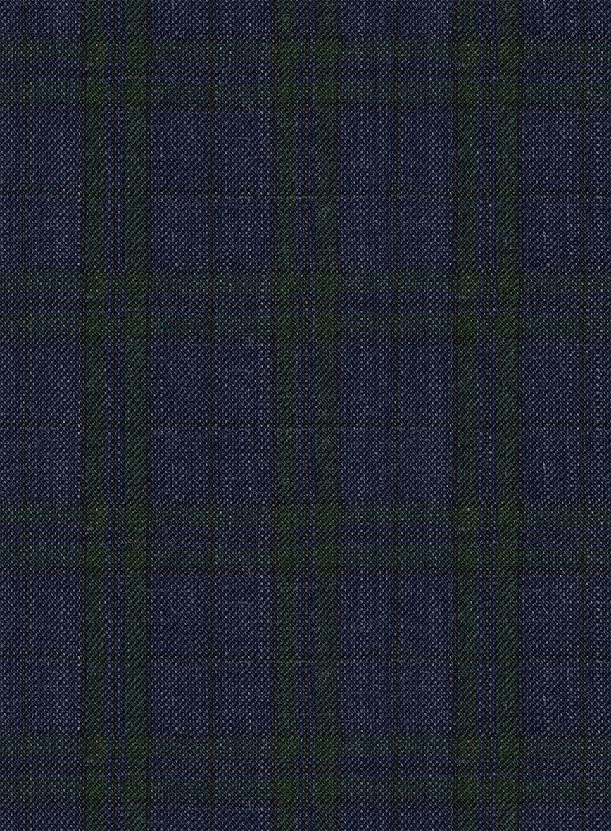 Noble Cinzia Blue Wool Silk Linen Pants - StudioSuits