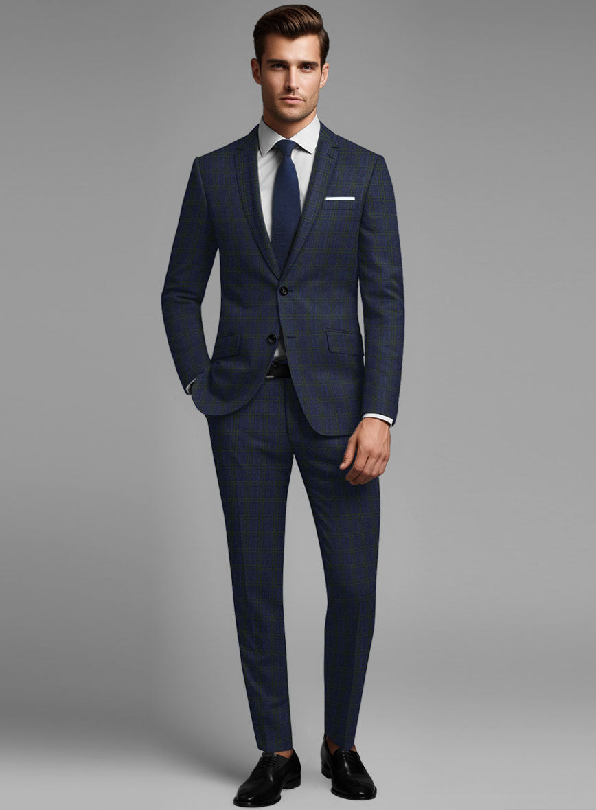 Noble Cinzia Blue Wool Silk Linen Suit - StudioSuits