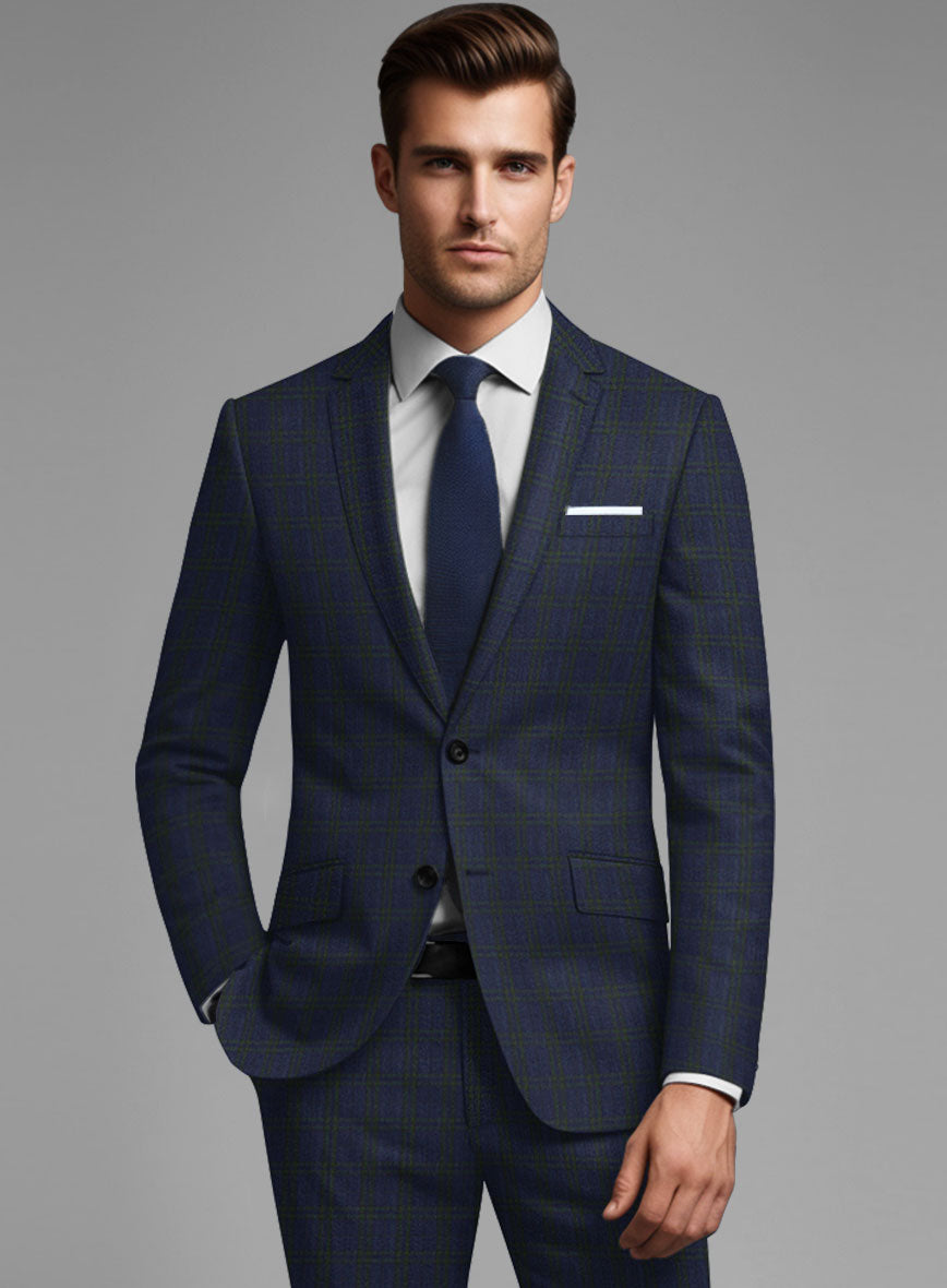 Noble Cinzia Blue Wool Silk Linen Suit - StudioSuits