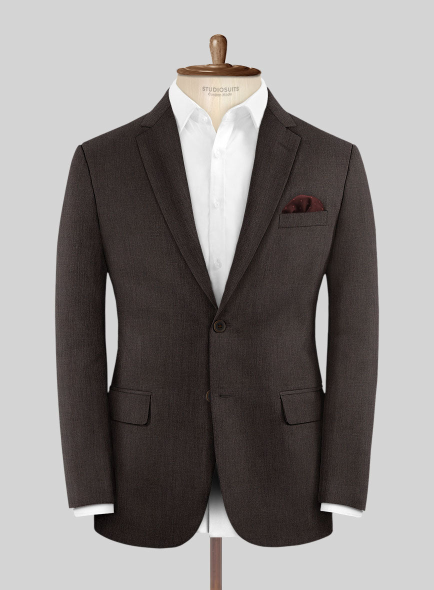 Noble Coffee Brown Wool Silk Linen Jacket - StudioSuits