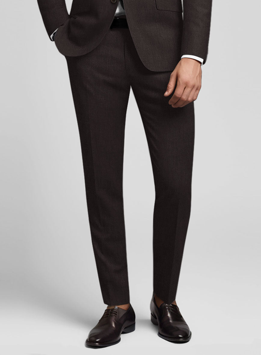 Noble Coffee Brown Wool Silk Linen Pants - StudioSuits
