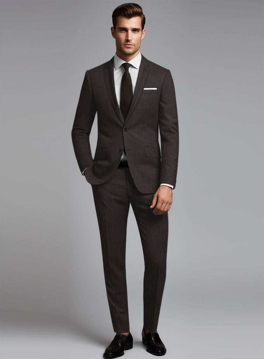 Noble Coffee Brown Wool Silk Linen Suit - StudioSuits