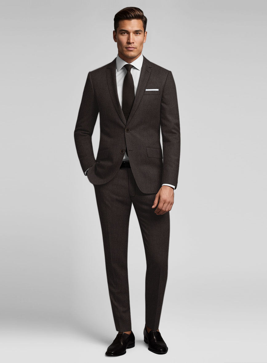 Noble Coffee Brown Wool Silk Linen Suit - StudioSuits