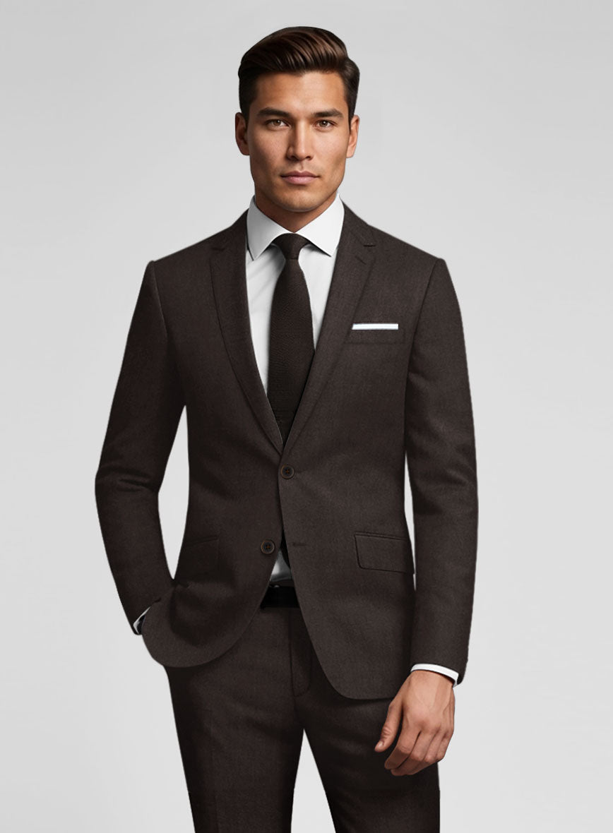 Noble Coffee Brown Wool Silk Linen Suit - StudioSuits