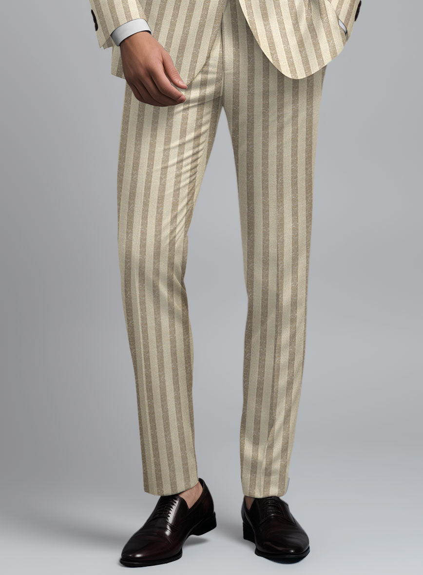 Noble Cream Stripe Wool Silk Linen Suit - StudioSuits