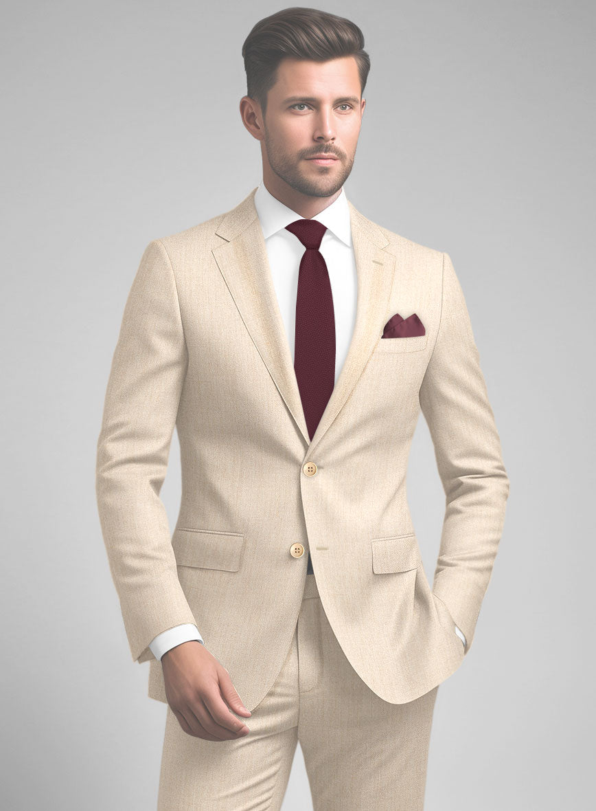 Noble Cream Wool Silk Linen Jacket - StudioSuits