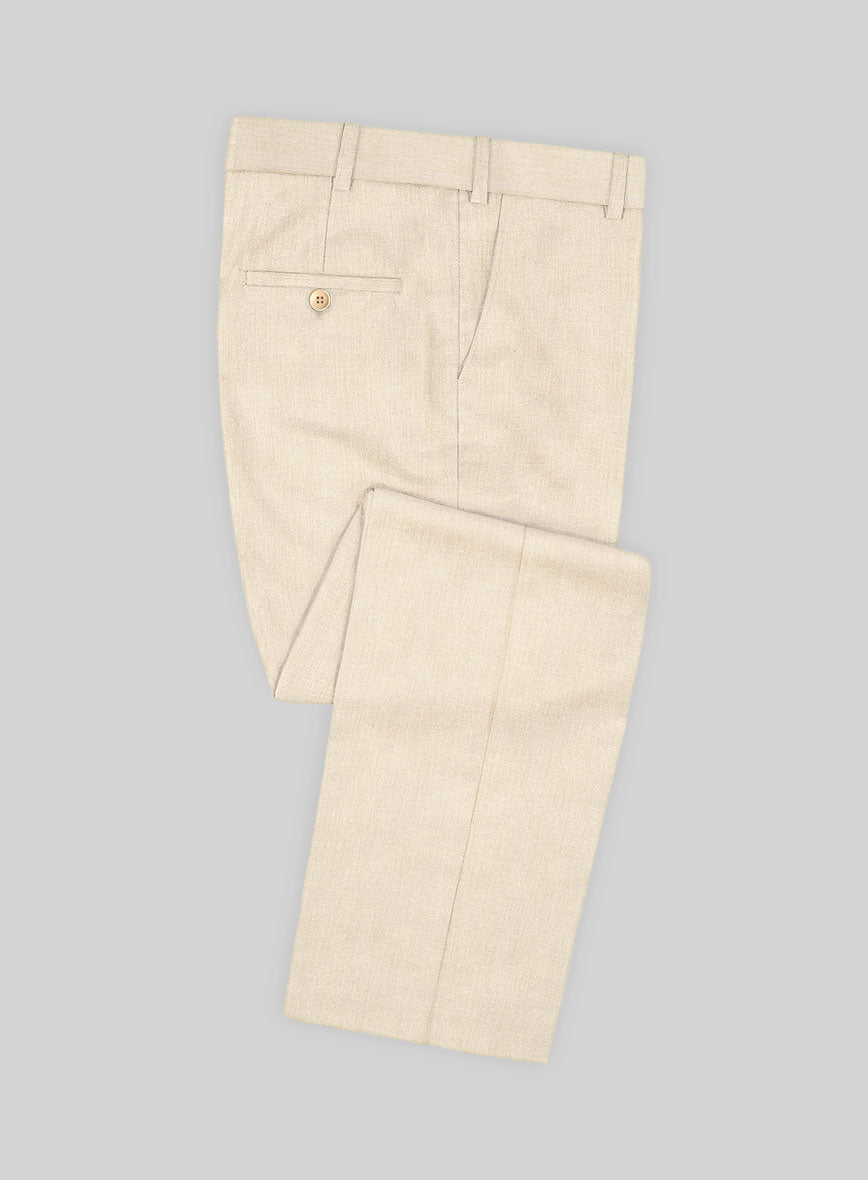 Noble Cream Wool Silk Linen Pants - StudioSuits