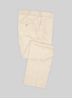 Noble Cream Wool Silk Linen Pants - StudioSuits