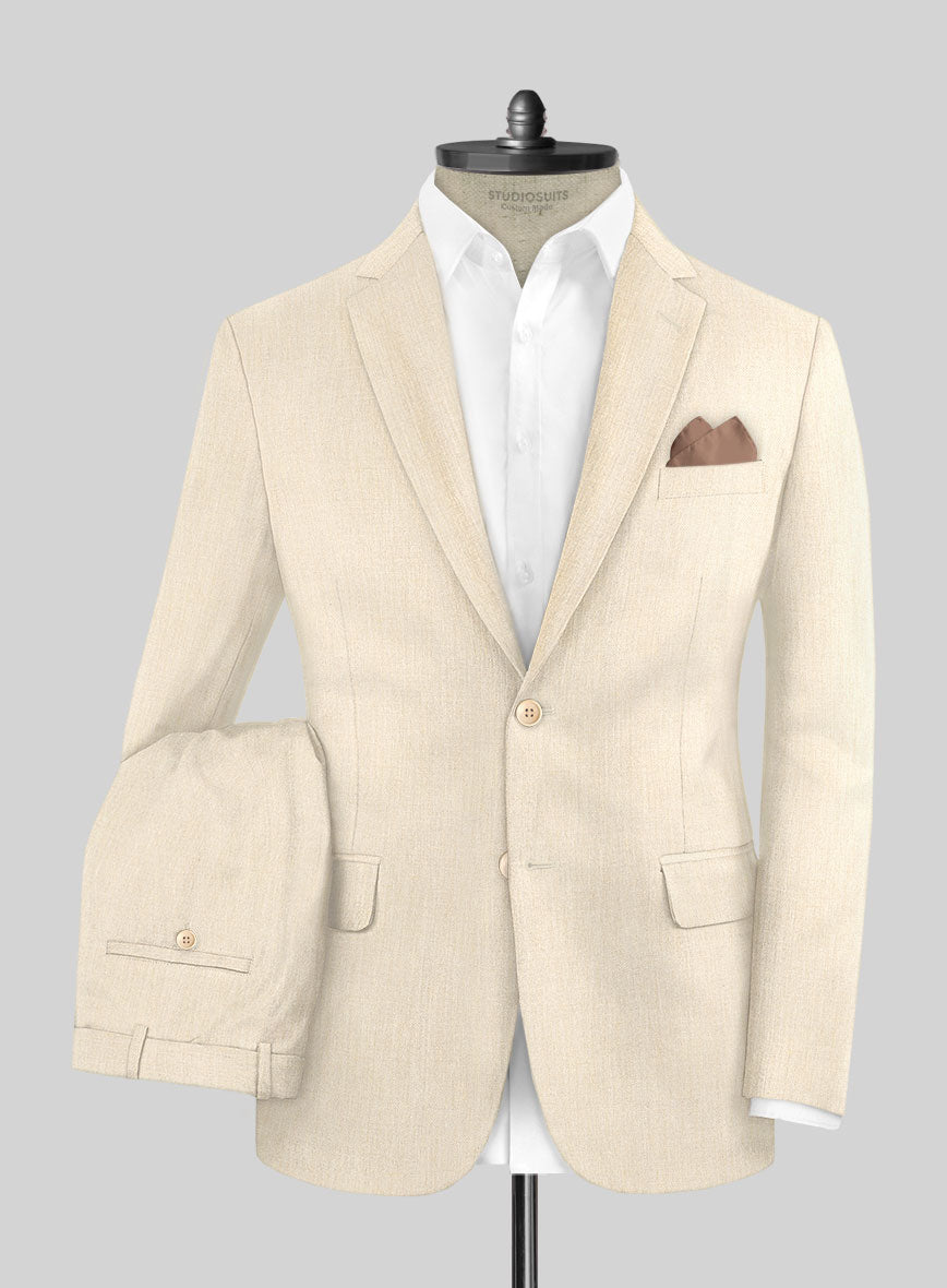 Noble Cream Wool Silk Linen Suit - StudioSuits