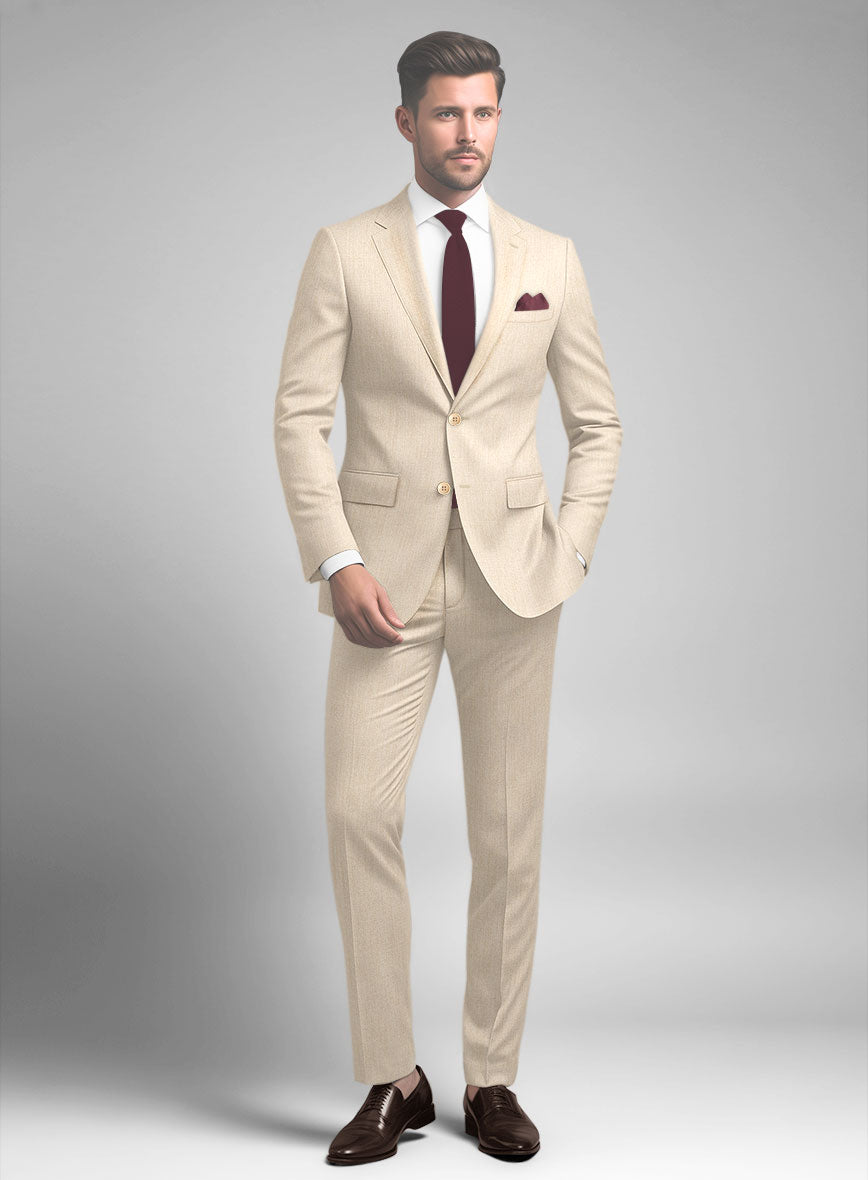 Noble Cream Wool Silk Linen Suit - StudioSuits