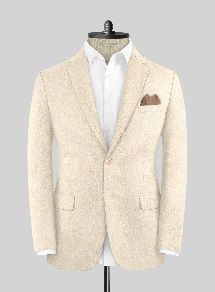 Noble Cream Wool Silk Linen Suit - StudioSuits