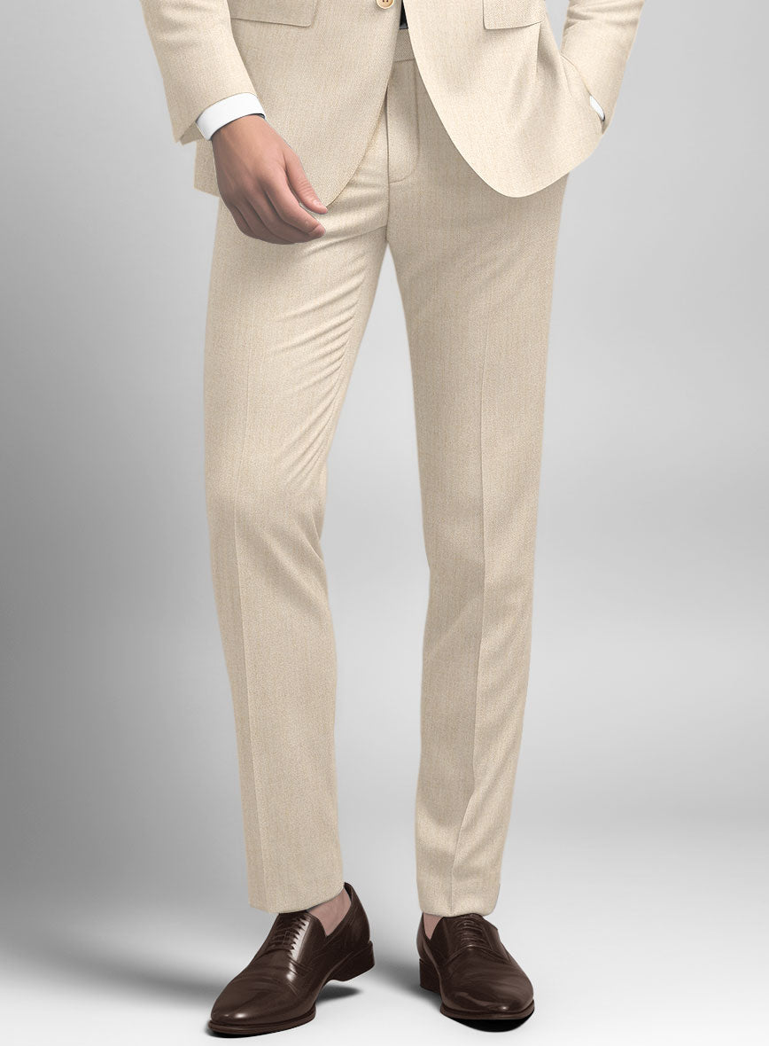 Noble Cream Wool Silk Linen Suit - StudioSuits