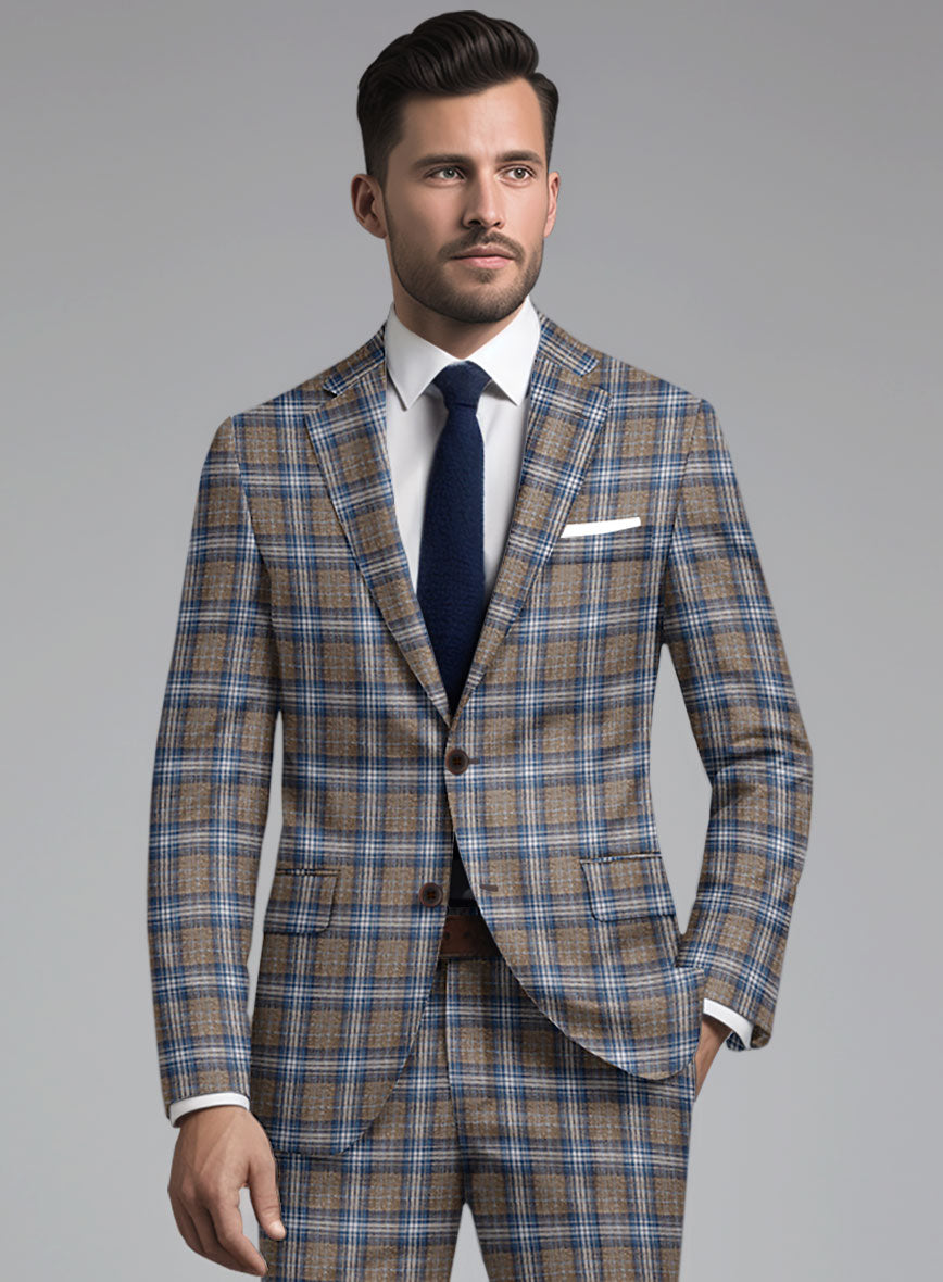 Noble Daniel Tartan Wool Silk Linen Jacket - StudioSuits
