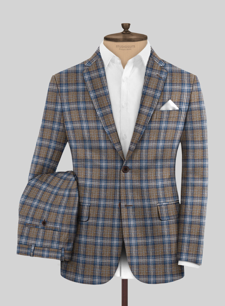 Noble Daniel Tartan Wool Silk Linen Suit - StudioSuits