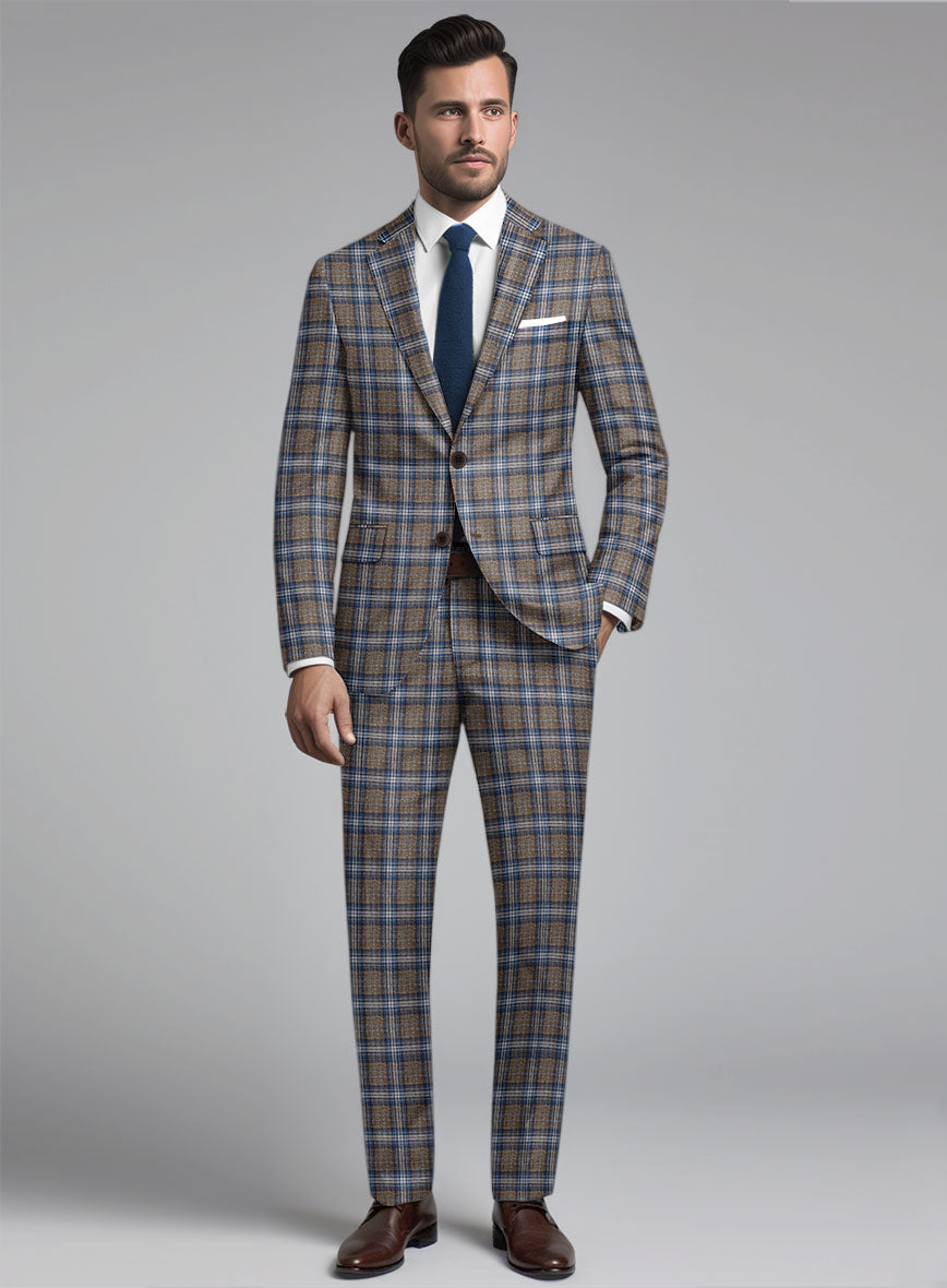 Noble Daniel Tartan Wool Silk Linen Suit - StudioSuits