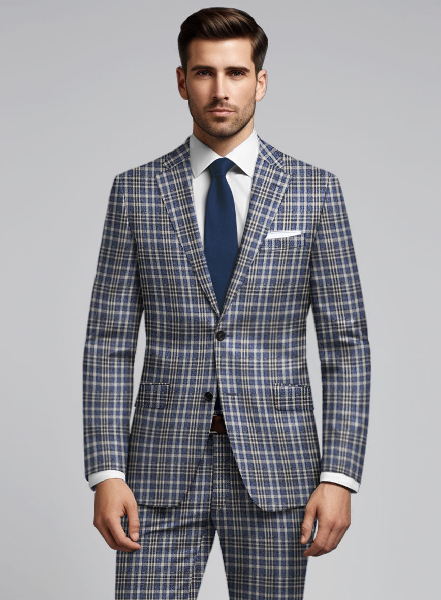 Noble Dante Blue Cotton Silk Linen Jacket - StudioSuits