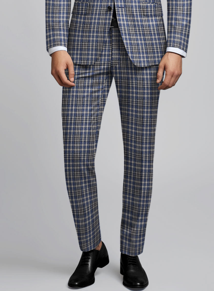 Noble Dante Blue Cotton Silk Linen Pants - StudioSuits