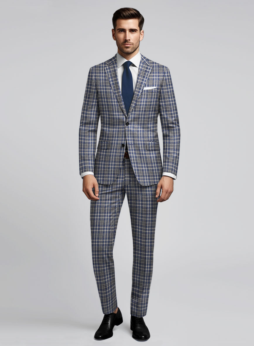 Noble Dante Blue Cotton Silk Linen Suit - StudioSuits