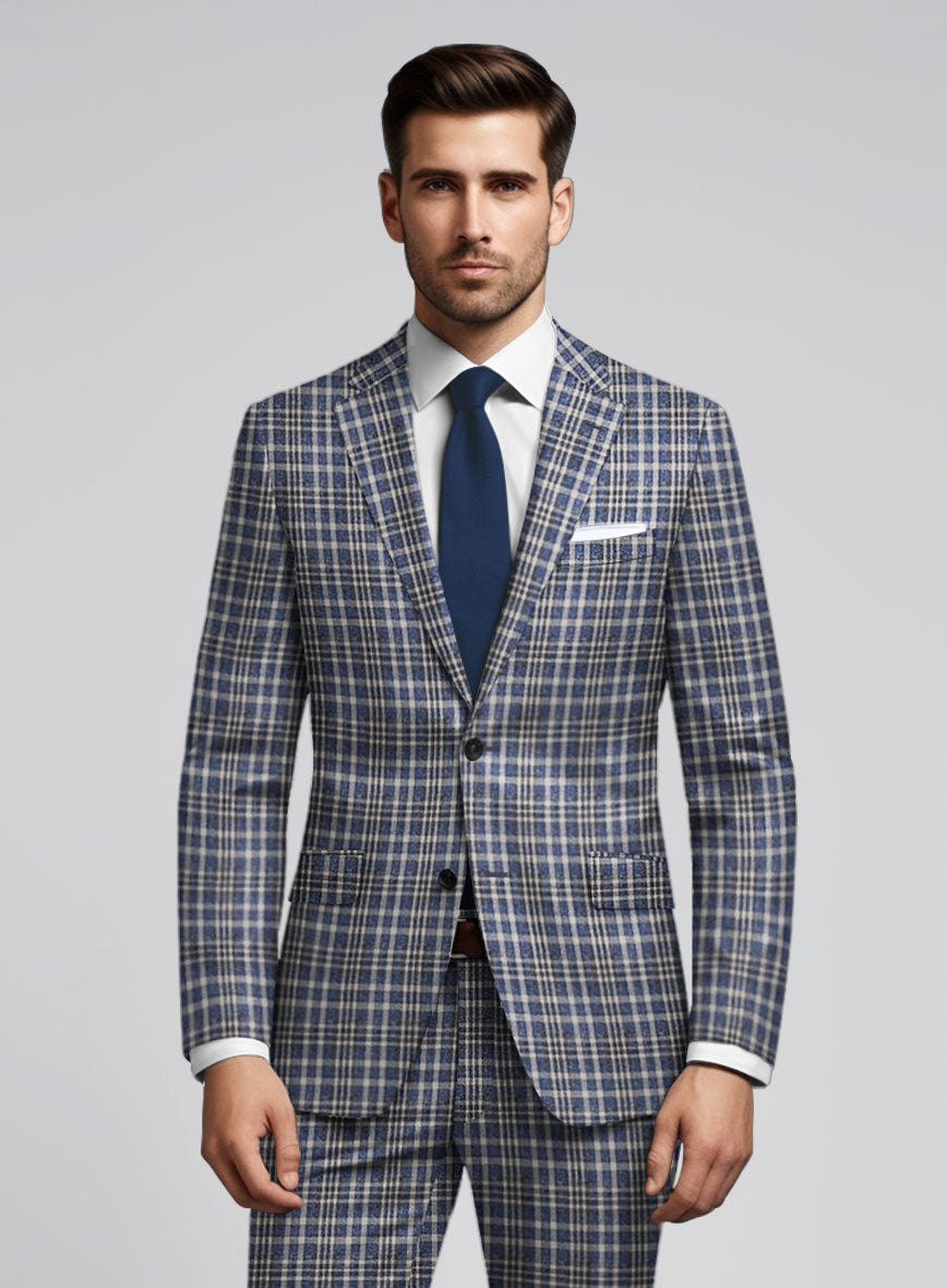 Noble Dante Blue Cotton Silk Linen Jacket - StudioSuits