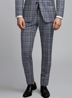 Noble Dante Blue Cotton Silk Linen Pants - StudioSuits