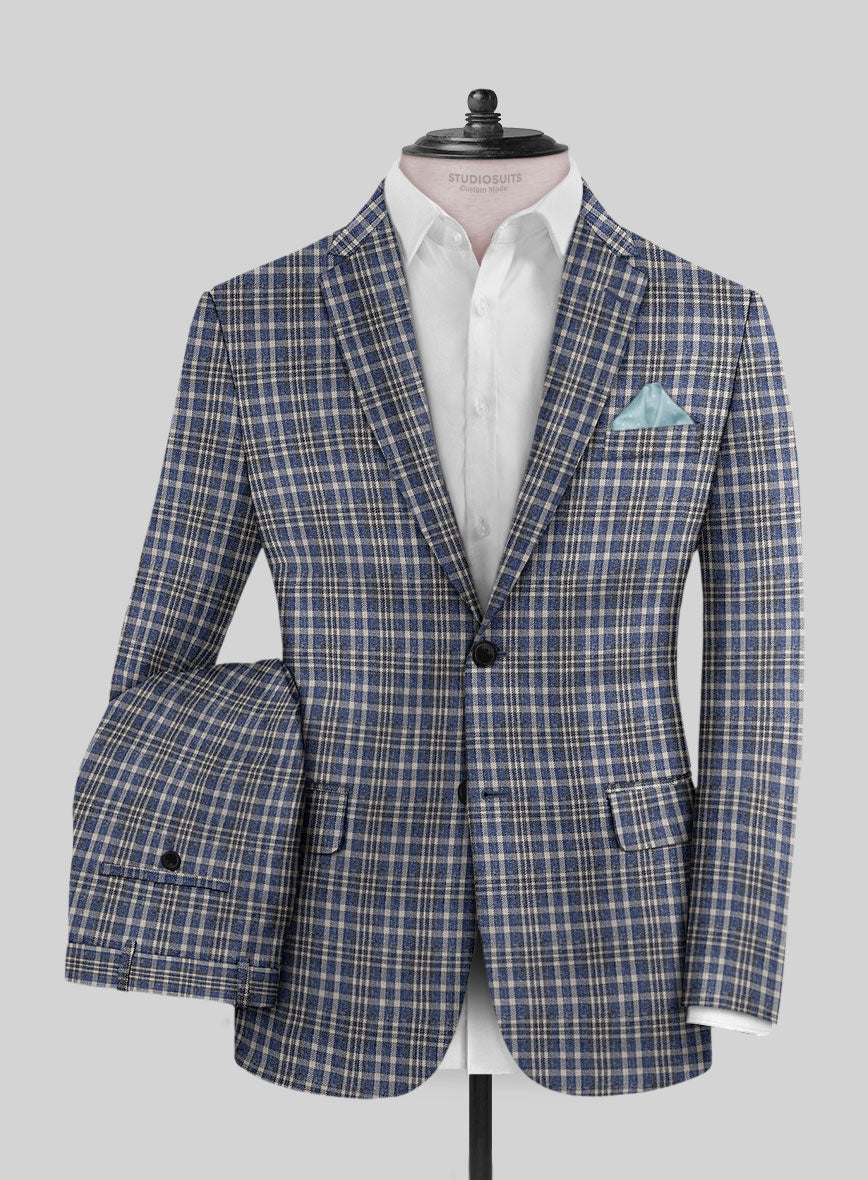Noble Dante Blue Cotton Silk Linen Suit - StudioSuits