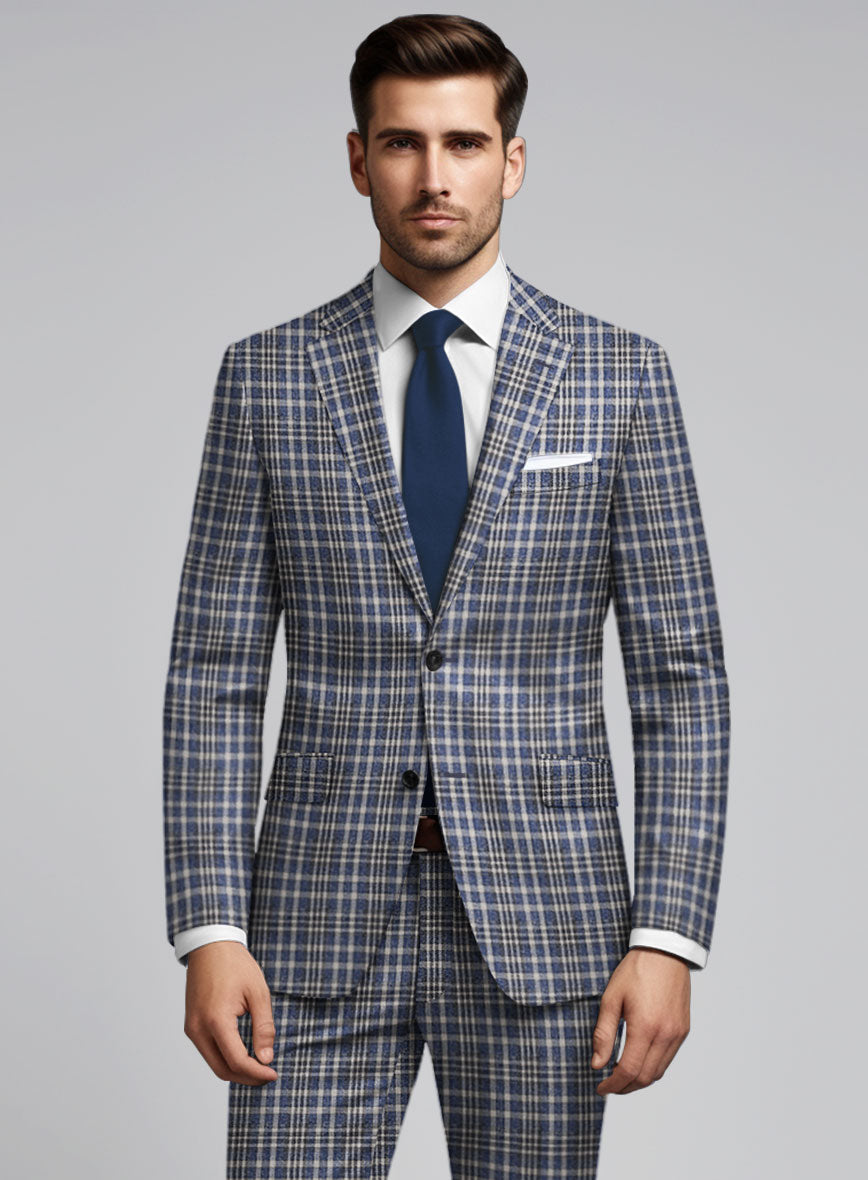 Noble Dante Blue Cotton Silk Linen Suit - StudioSuits