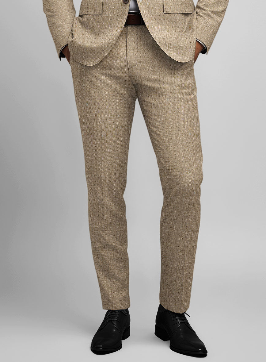 Noble Dark Beige Wool Silk Linen Pants - StudioSuits
