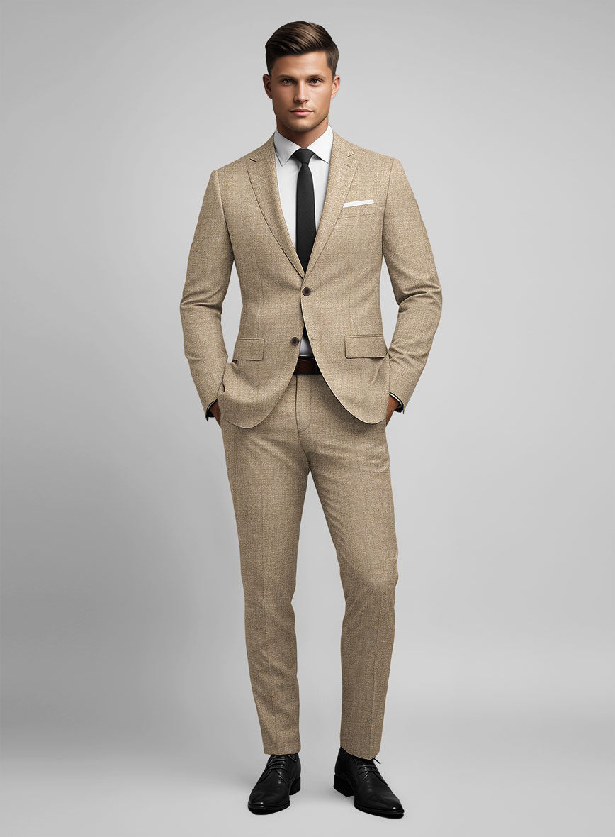 Noble Dark Beige Wool Silk Linen Suit - StudioSuits