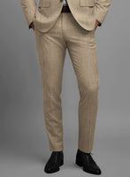 Noble Dark Beige Wool Silk Linen Pants - StudioSuits