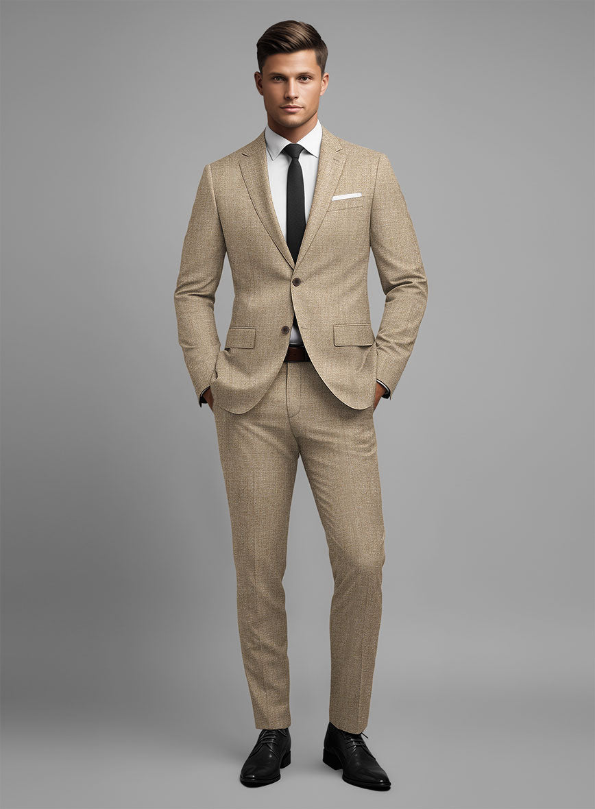 Noble Dark Beige Wool Silk Linen Suit - StudioSuits