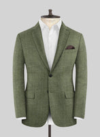 Noble Dew Green Wool Silk Linen Jacket - StudioSuits