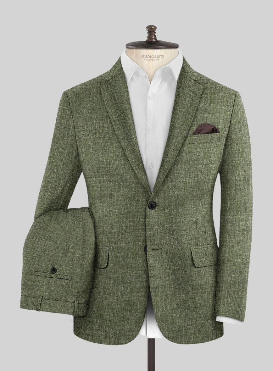 Noble Dew Green Wool Silk Linen Suit - StudioSuits