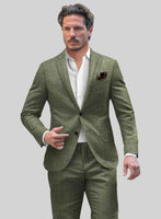 Noble Dew Green Wool Silk Linen Suit - StudioSuits