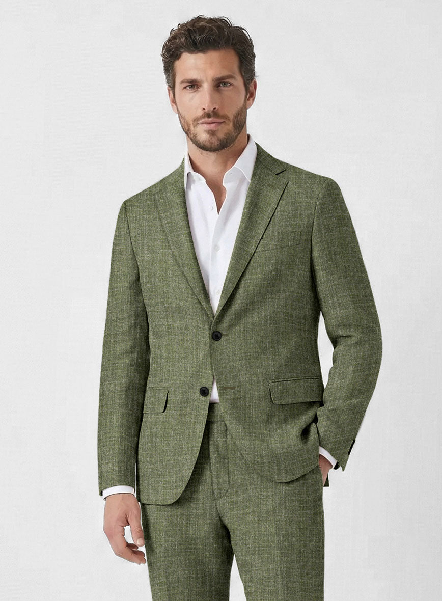 Noble Dew Green Wool Silk Linen Suit - StudioSuits