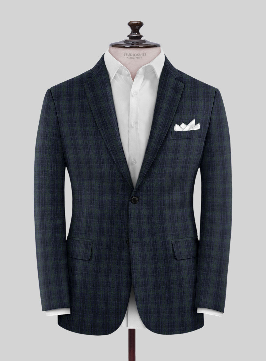 Noble Domenico Check Wool Silk Linen Suit - StudioSuits