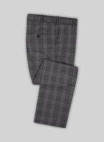 Noble Dark Gray Check Wool Silk Linen Pants - StudioSuits