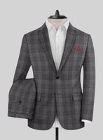 Noble Dark Gray Check Wool Silk Linen Suit - StudioSuits