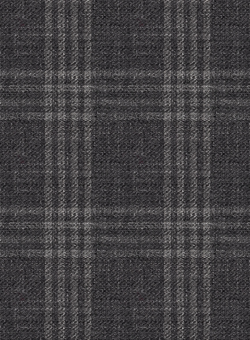 Noble Dark Gray Check Wool Silk Linen Suit - StudioSuits