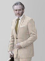 Noble Elena Cream Stripe Wool Silk Linen Jacket - StudioSuits