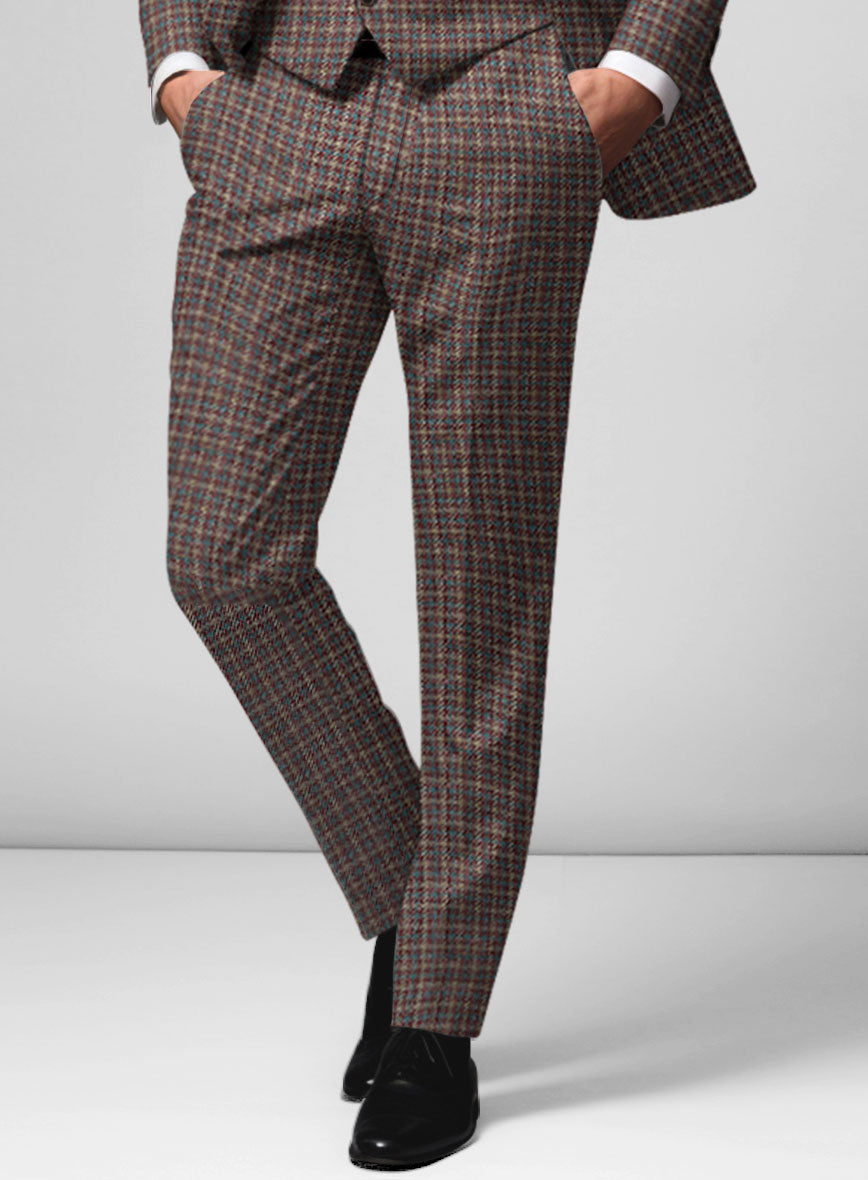 Noble Gabriela Check Wool Silk Linen Pants - StudioSuits