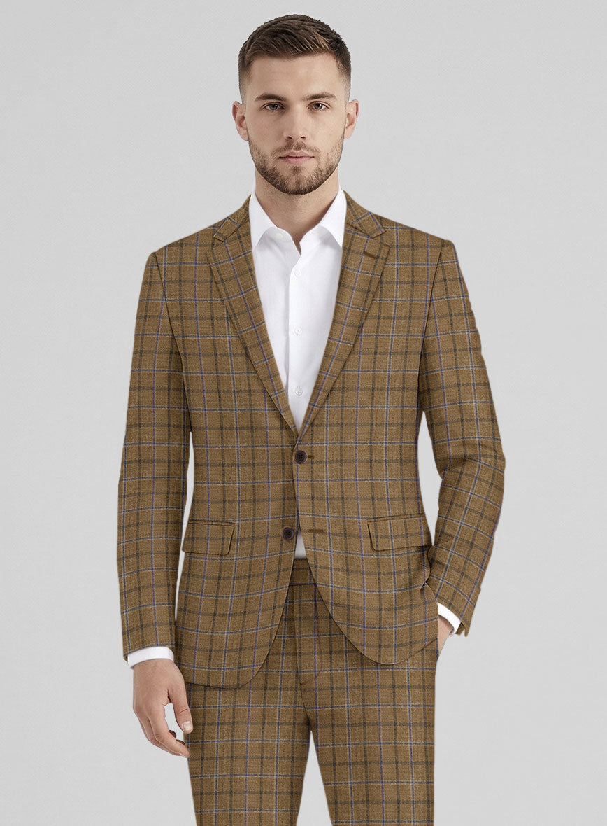 Noble Giancarlo Brown Wool Silk Linen Jacket - StudioSuits