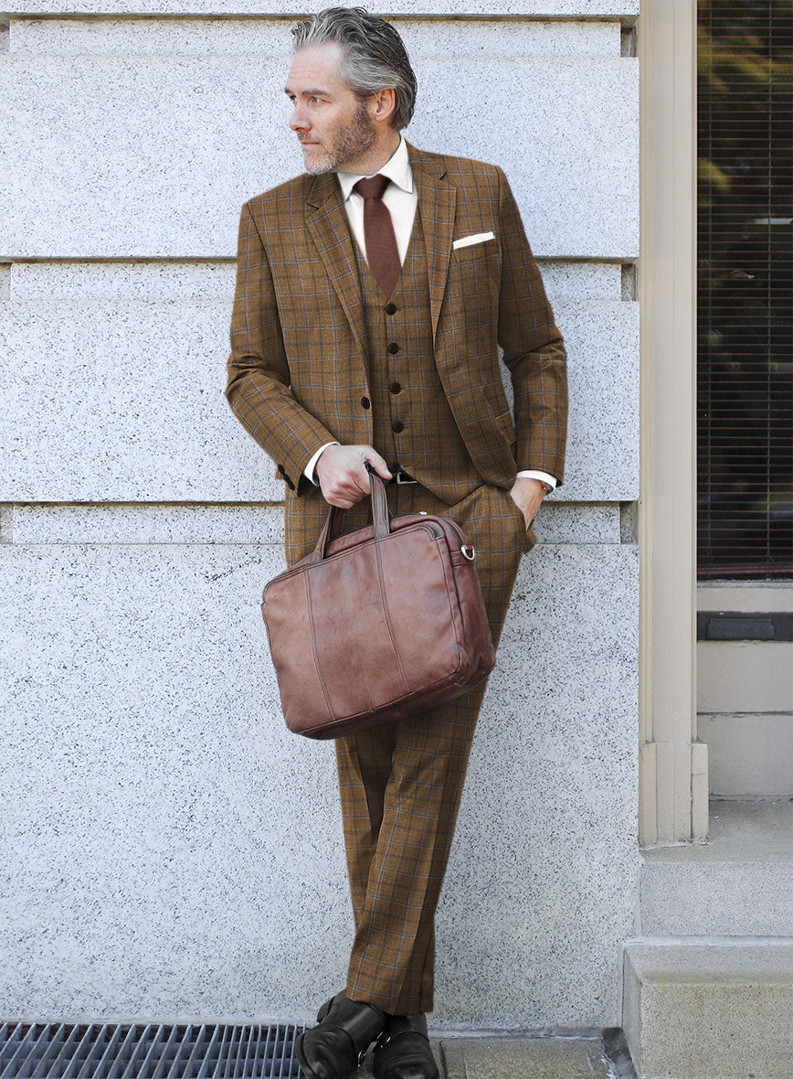 Noble Giancarlo Brown Wool Silk Linen Suit - StudioSuits