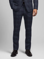 Noble Gianni Blue Wool Silk Linen Pants - StudioSuits