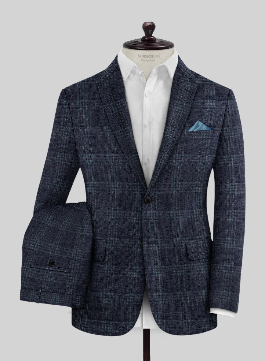Noble Gianni Blue Wool Silk Linen Suit - StudioSuits