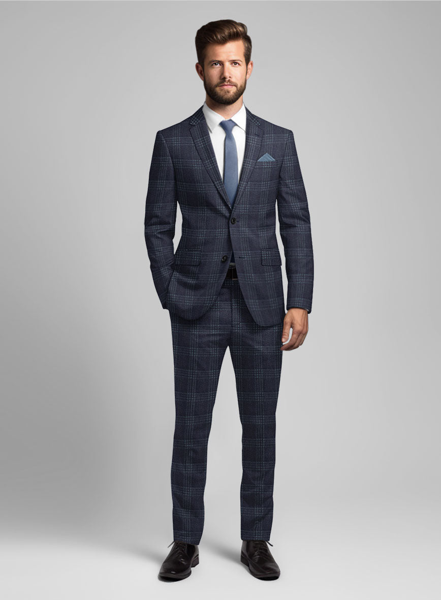 Noble Gianni Blue Wool Silk Linen Suit - StudioSuits