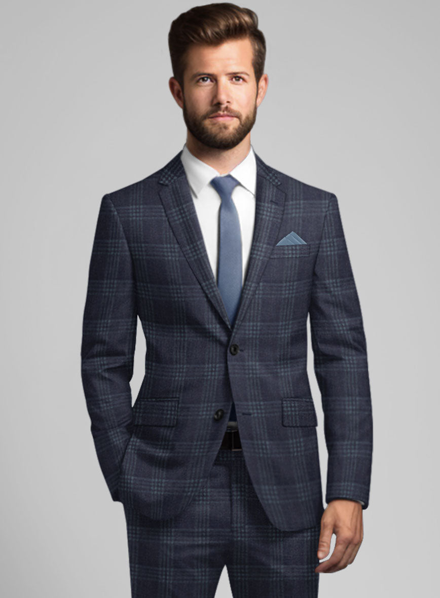 Noble Gianni Blue Wool Silk Linen Suit - StudioSuits