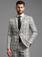 Noble Gray Check Wool Silk Linen Jacket - StudioSuits