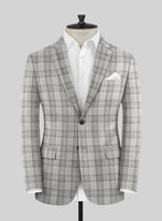 Noble Gray Check Wool Silk Linen Jacket - StudioSuits