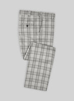 Noble Gray Check Wool Silk Linen Pants - StudioSuits