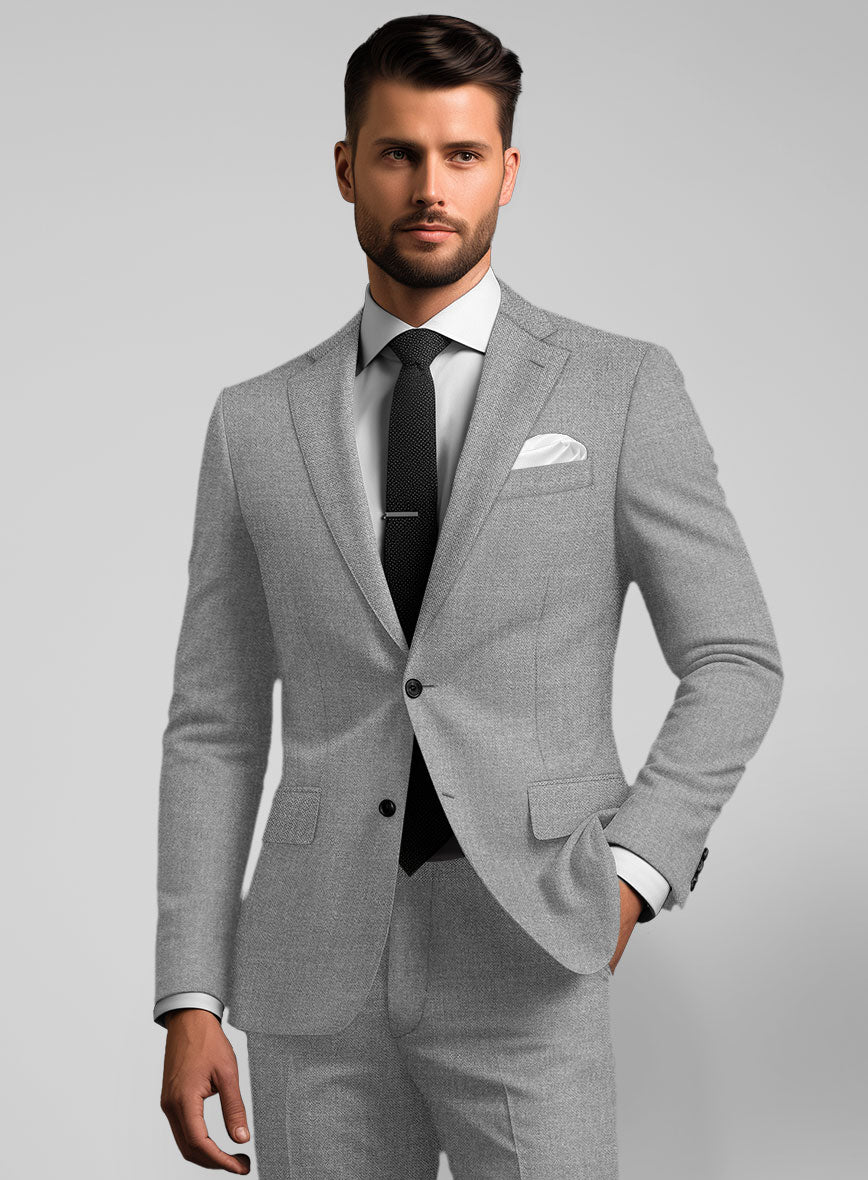 Noble Gray Wool Silk Linen Jacket - StudioSuits